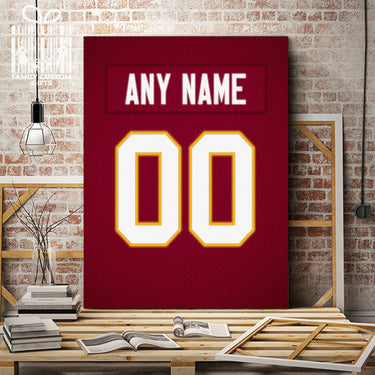 Washington Jersey Custom Canvas Print Wall Art for Boy Girl Men Women Football Personalized Canvas Art